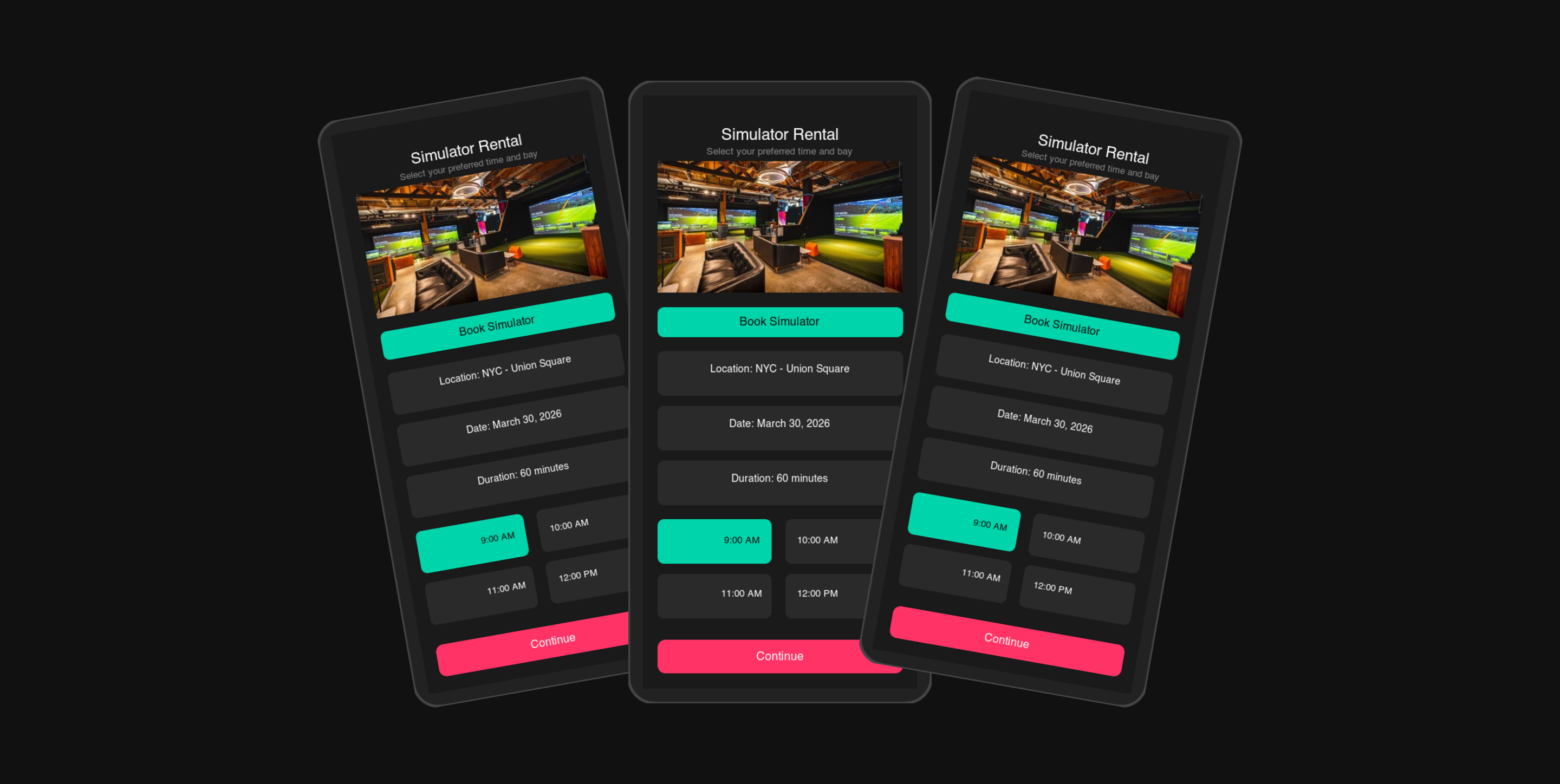 Five Iron Golf booking experience selection screen